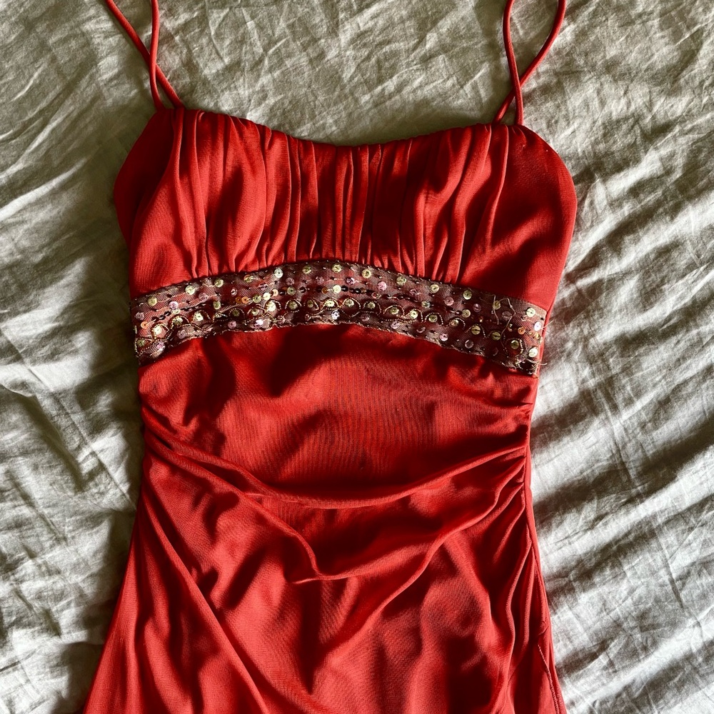 BURNT ORANGE RUBY ROX 2000s DRESS/ MEDIUM LENGTH/ FREE SHIPPING/ SIZE M!!